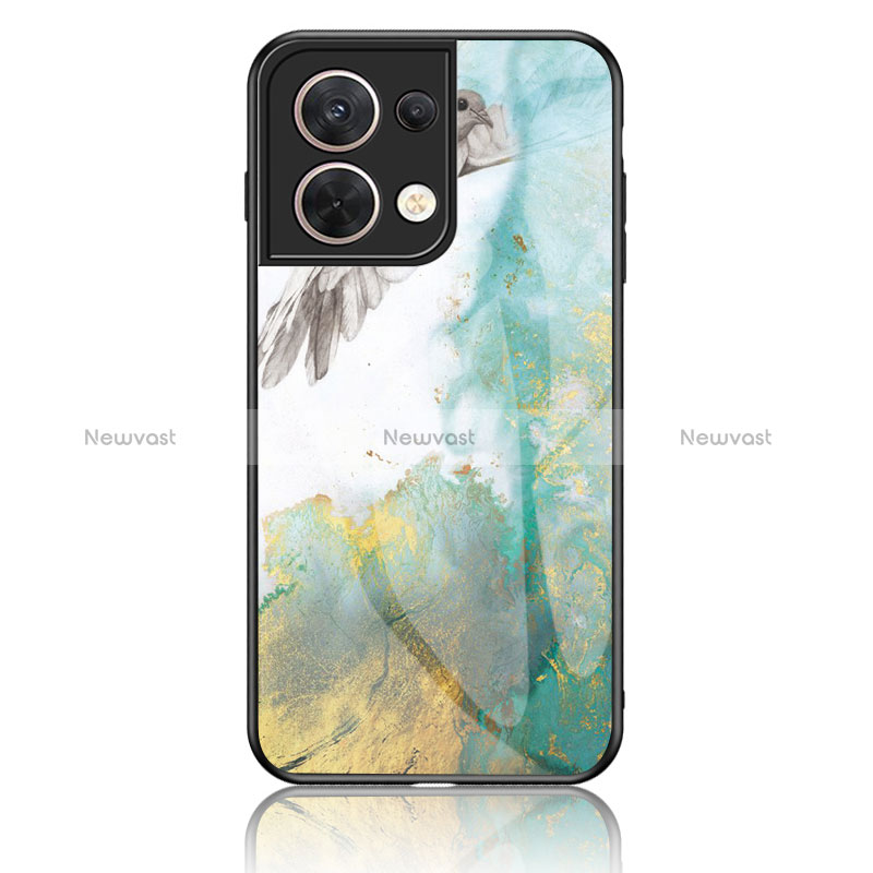 Silicone Frame Fashionable Pattern Mirror Case Cover for Oppo Reno8 5G Green
