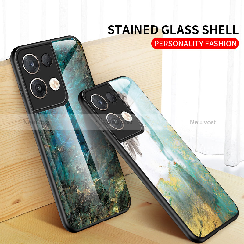 Silicone Frame Fashionable Pattern Mirror Case Cover for Oppo Reno8 Pro+ Plus 5G