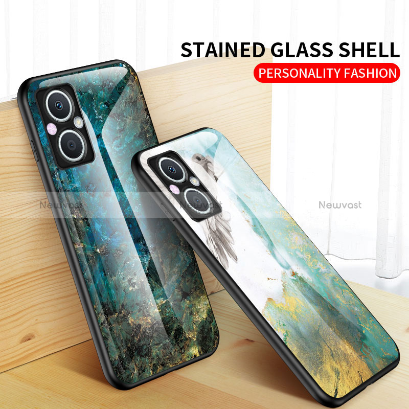 Silicone Frame Fashionable Pattern Mirror Case Cover for Oppo Reno8 Z 5G