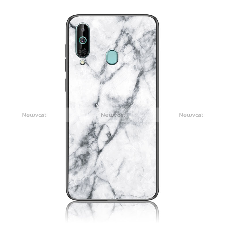Silicone Frame Fashionable Pattern Mirror Case Cover for Samsung Galaxy A60 White