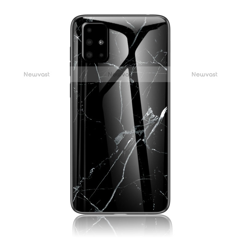 Silicone Frame Fashionable Pattern Mirror Case Cover for Samsung Galaxy A71 4G A715 Black