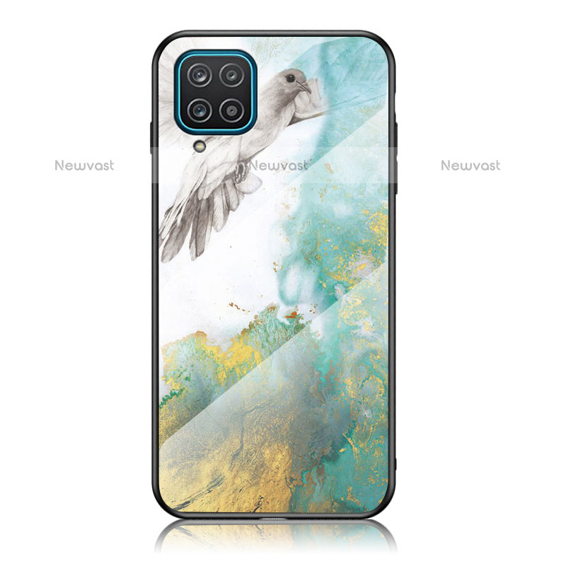Silicone Frame Fashionable Pattern Mirror Case Cover for Samsung Galaxy F12 Green