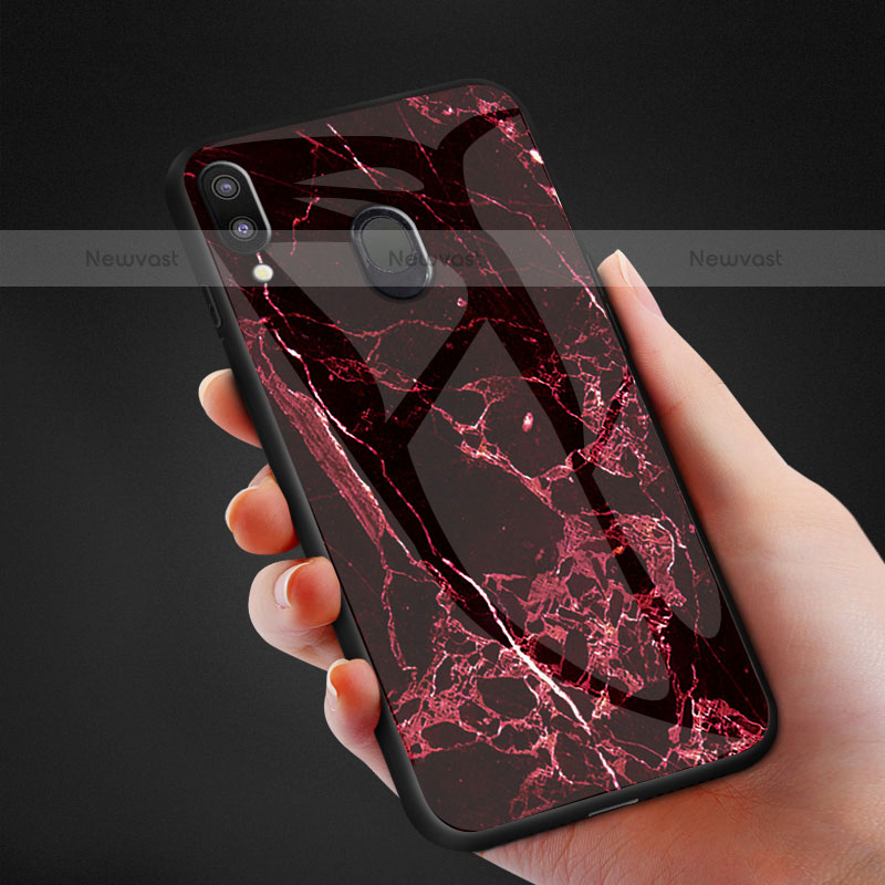 Silicone Frame Fashionable Pattern Mirror Case Cover for Samsung Galaxy M20