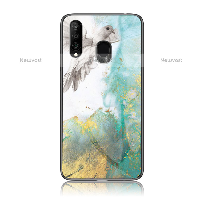 Silicone Frame Fashionable Pattern Mirror Case Cover for Samsung Galaxy M30 Green