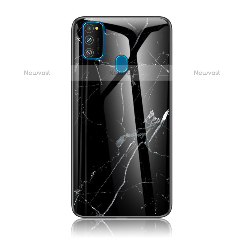 Silicone Frame Fashionable Pattern Mirror Case Cover for Samsung Galaxy M30s Black