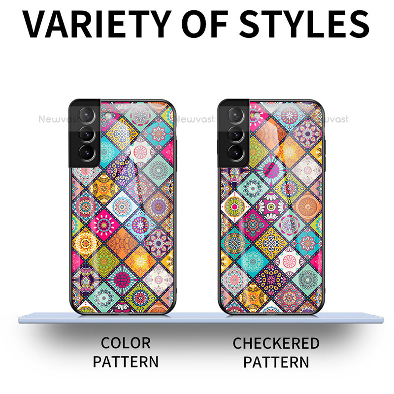 Silicone Frame Fashionable Pattern Mirror Case Cover for Samsung Galaxy S21 FE 5G