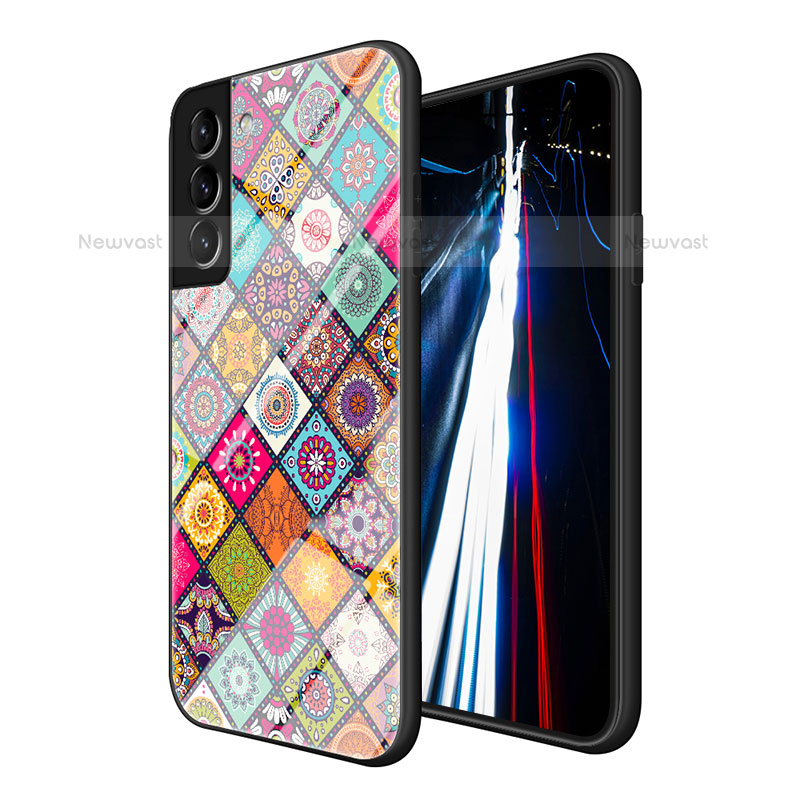 Silicone Frame Fashionable Pattern Mirror Case Cover for Samsung Galaxy S22 5G