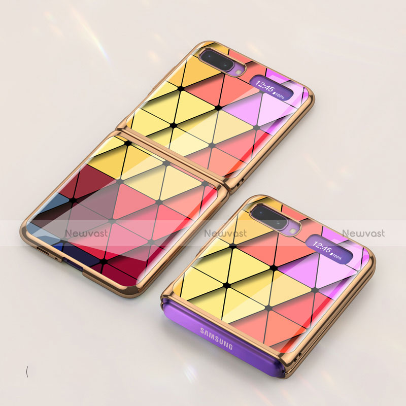 Silicone Frame Fashionable Pattern Mirror Case Cover for Samsung Galaxy Z Flip 5G Colorful