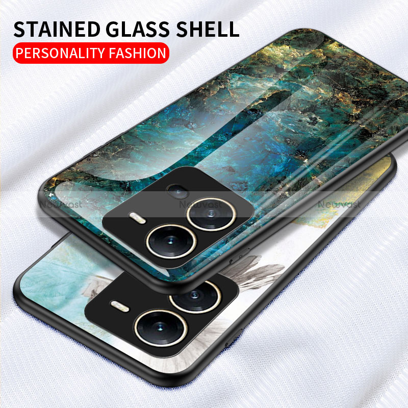 Silicone Frame Fashionable Pattern Mirror Case Cover for Vivo V25 5G