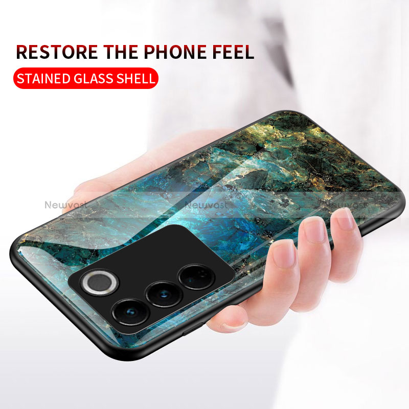 Silicone Frame Fashionable Pattern Mirror Case Cover for Vivo V27 5G