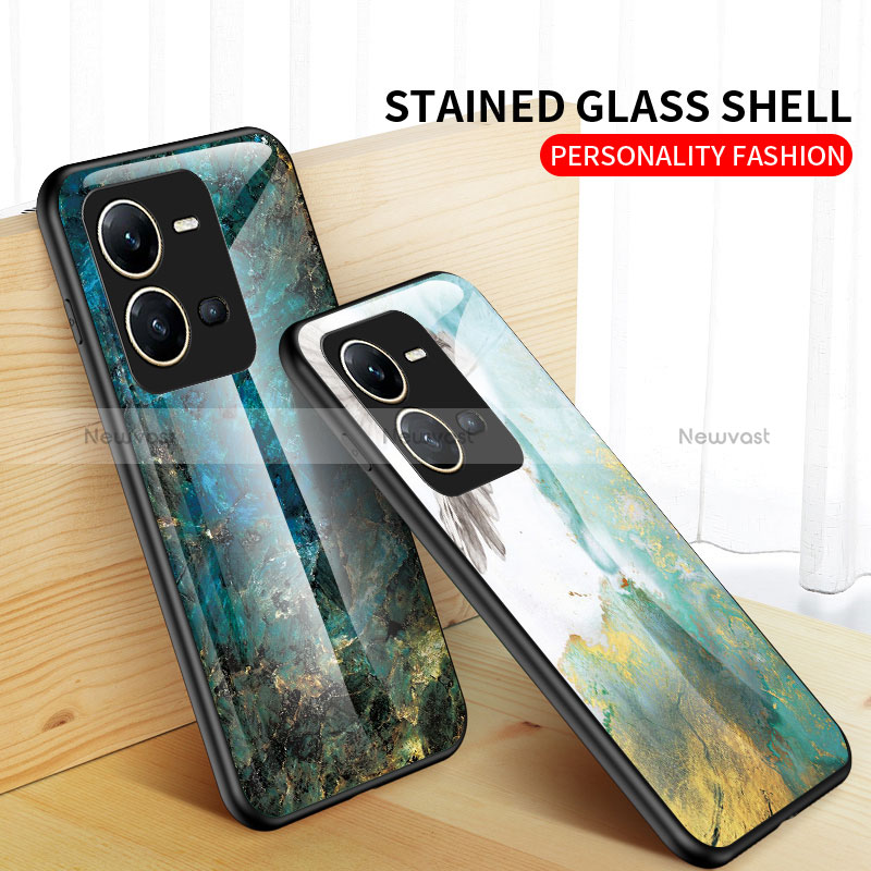 Silicone Frame Fashionable Pattern Mirror Case Cover for Vivo X80 Lite 5G