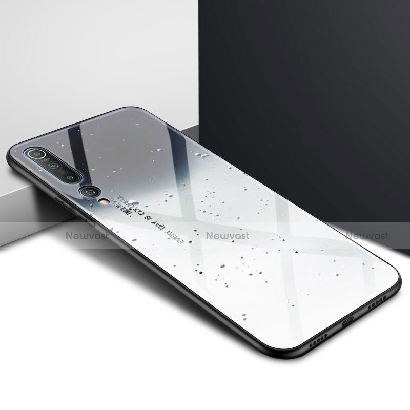 Silicone Frame Fashionable Pattern Mirror Case Cover for Xiaomi Mi 10 Gray