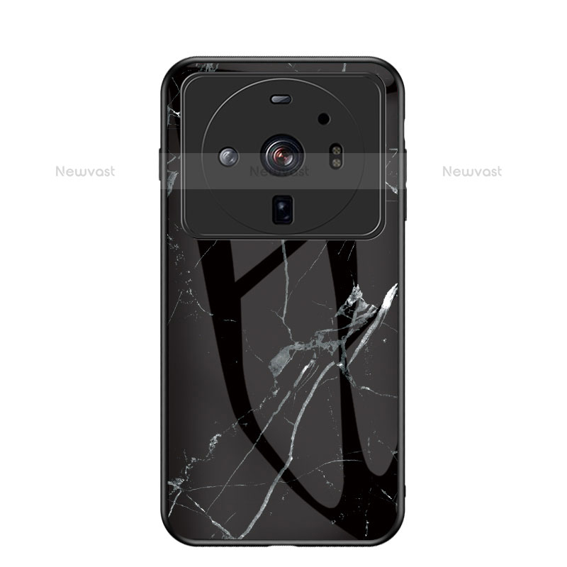 Silicone Frame Fashionable Pattern Mirror Case Cover for Xiaomi Mi 12 Ultra 5G Black