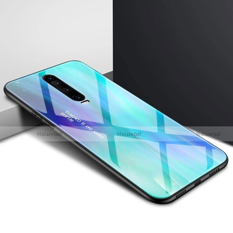 Silicone Frame Fashionable Pattern Mirror Case Cover for Xiaomi Redmi K30 5G Cyan