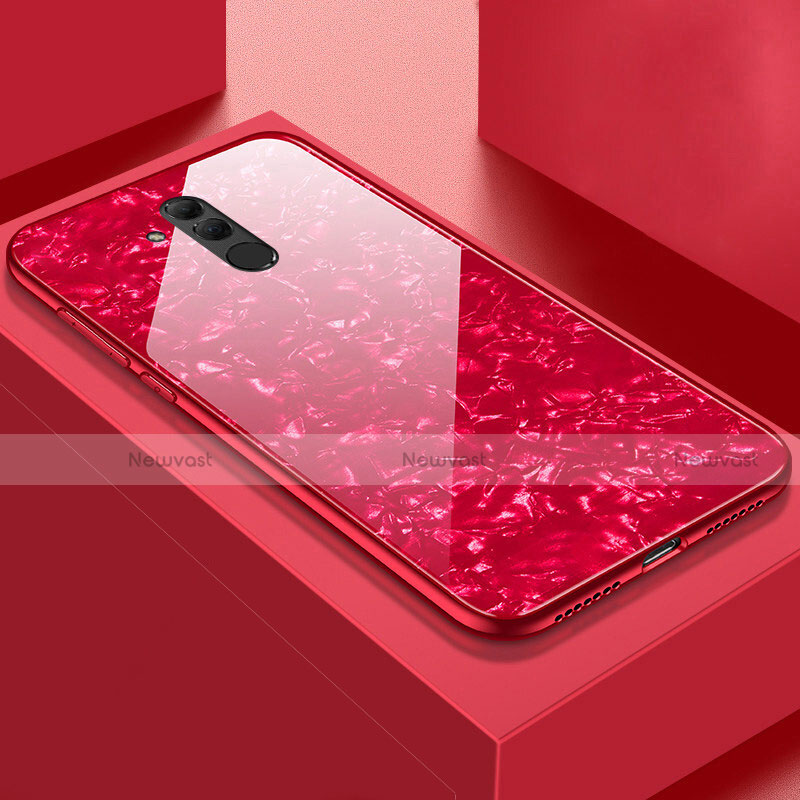 Silicone Frame Fashionable Pattern Mirror Case Cover H09 for Huawei Mate 20 Lite Red