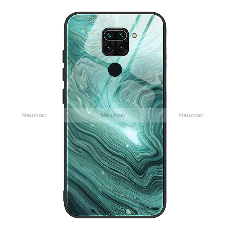 Silicone Frame Fashionable Pattern Mirror Case Cover JM1 for Xiaomi Redmi Note 9 Cyan