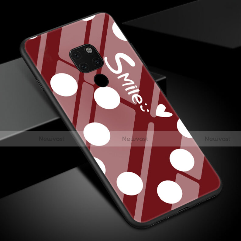 Silicone Frame Fashionable Pattern Mirror Case Cover K01 for Huawei Mate 20 Red