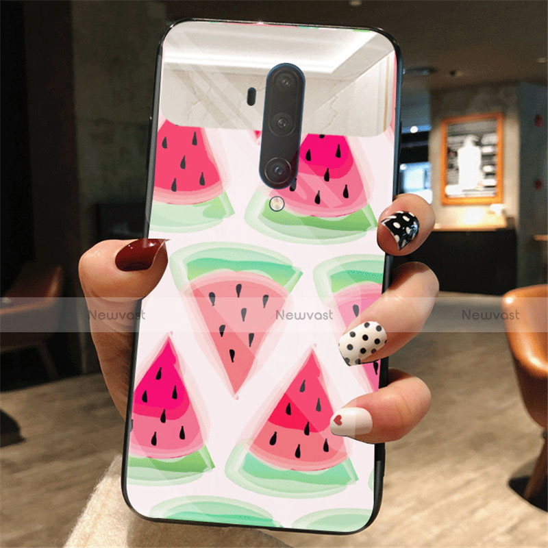 Silicone Frame Fashionable Pattern Mirror Case Cover K01 for OnePlus 7T Pro Pink