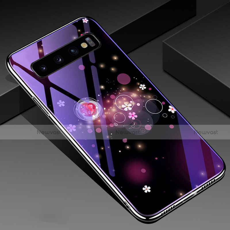Silicone Frame Fashionable Pattern Mirror Case Cover K01 for Samsung Galaxy S10 Plus