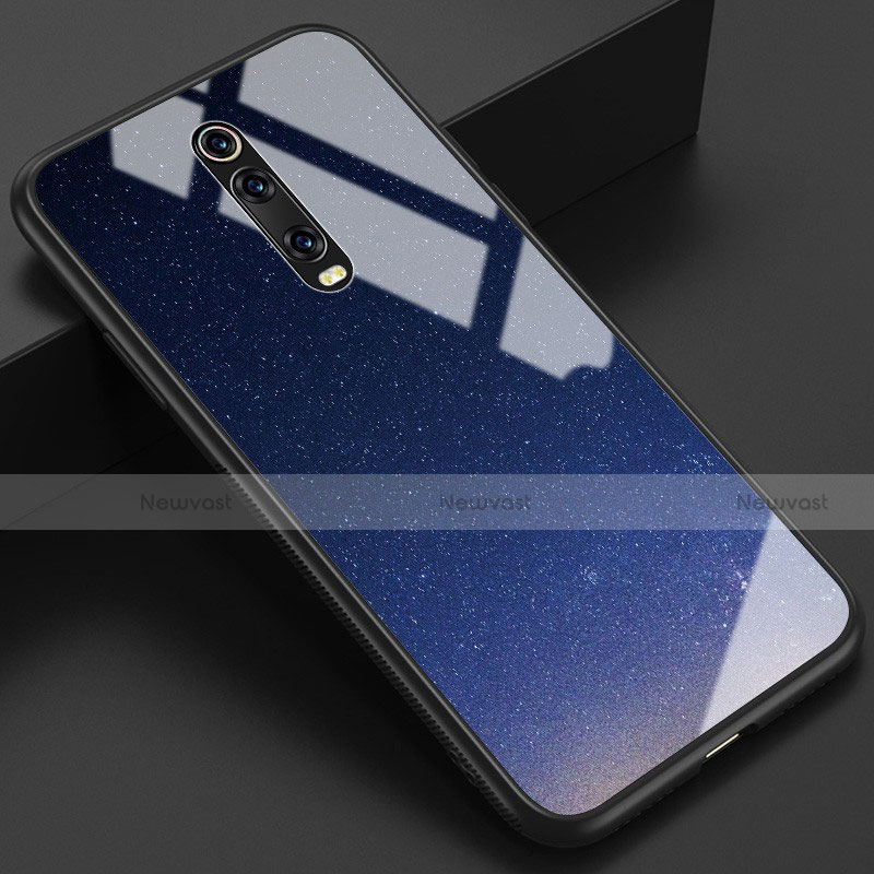Silicone Frame Fashionable Pattern Mirror Case Cover K01 for Xiaomi Mi 9T Blue