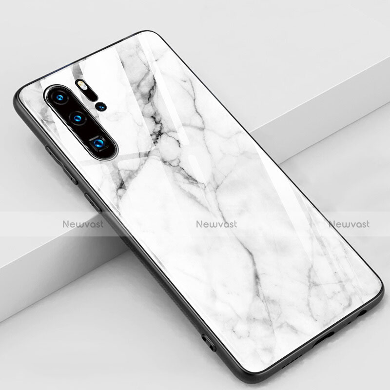 Silicone Frame Fashionable Pattern Mirror Case Cover K03 for Huawei P30 Pro White