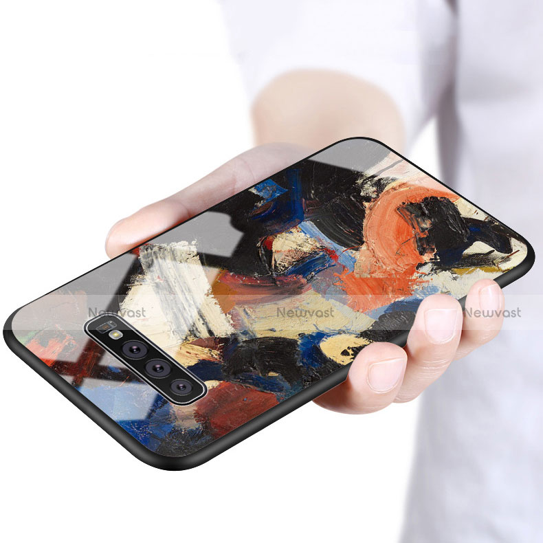 Silicone Frame Fashionable Pattern Mirror Case Cover K03 for Samsung Galaxy S10 Plus