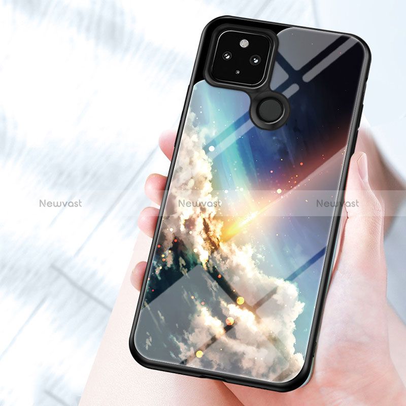 Silicone Frame Fashionable Pattern Mirror Case Cover LS1 for Google Pixel 4a 5G