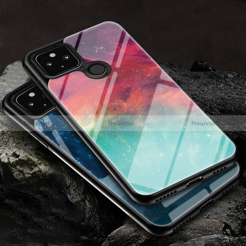 Silicone Frame Fashionable Pattern Mirror Case Cover LS1 for Google Pixel 4a 5G