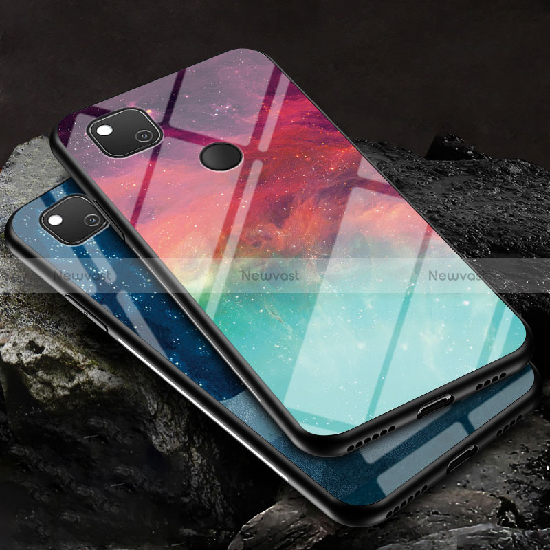 Silicone Frame Fashionable Pattern Mirror Case Cover LS1 for Google Pixel 4a