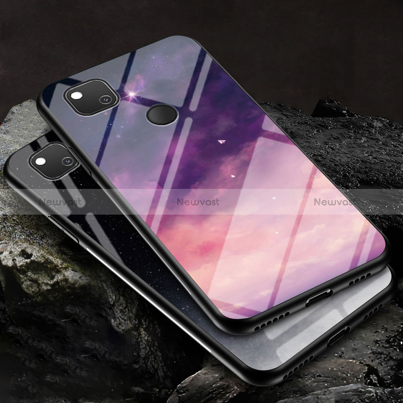 Silicone Frame Fashionable Pattern Mirror Case Cover LS1 for Google Pixel 4a