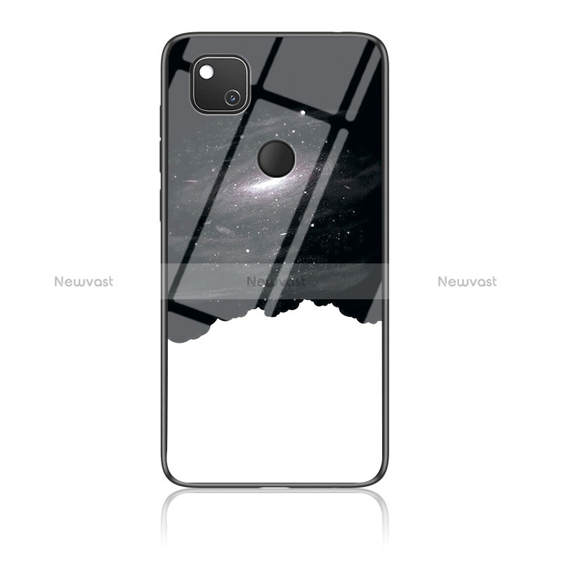 Silicone Frame Fashionable Pattern Mirror Case Cover LS1 for Google Pixel 4a Black