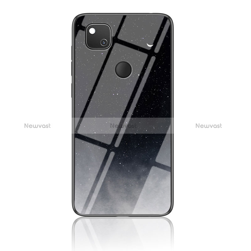 Silicone Frame Fashionable Pattern Mirror Case Cover LS1 for Google Pixel 4a Gray