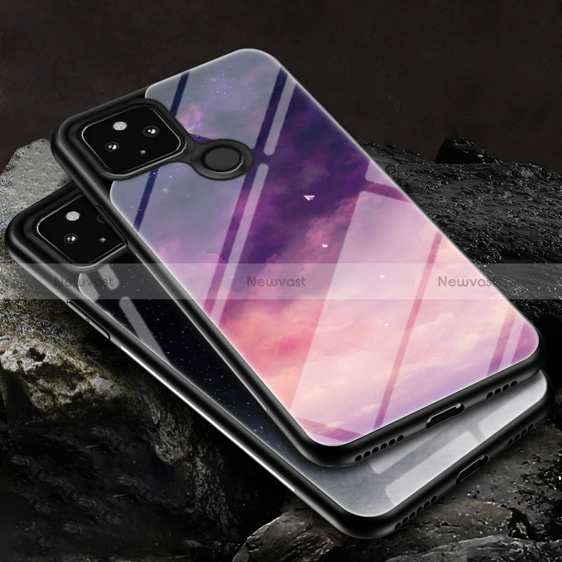 Silicone Frame Fashionable Pattern Mirror Case Cover LS1 for Google Pixel 5