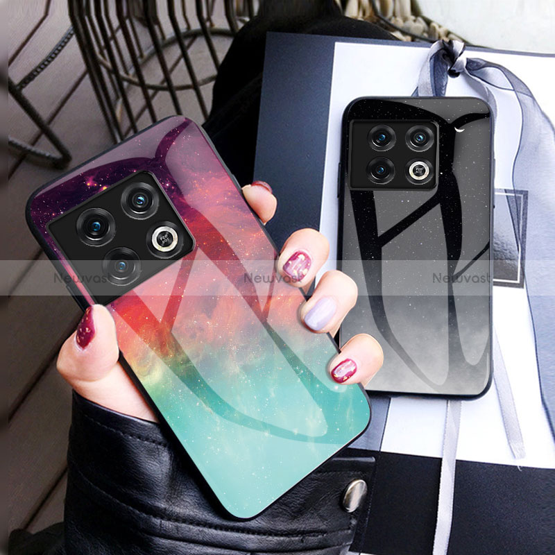 Silicone Frame Fashionable Pattern Mirror Case Cover LS1 for OnePlus 10 Pro 5G