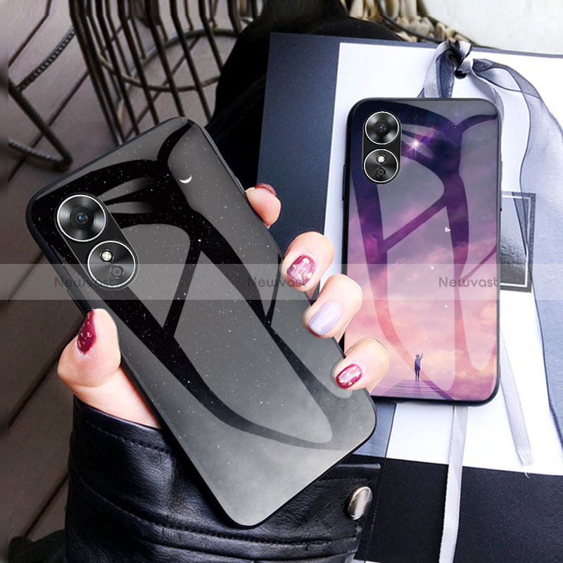 Silicone Frame Fashionable Pattern Mirror Case Cover LS1 for Oppo A17