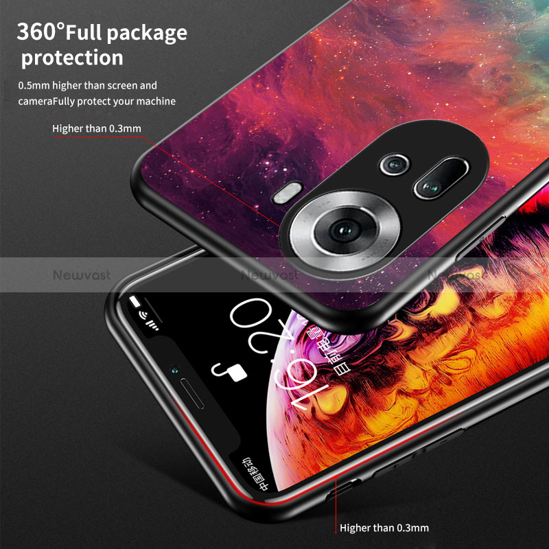 Silicone Frame Fashionable Pattern Mirror Case Cover LS1 for Oppo Reno11 5G