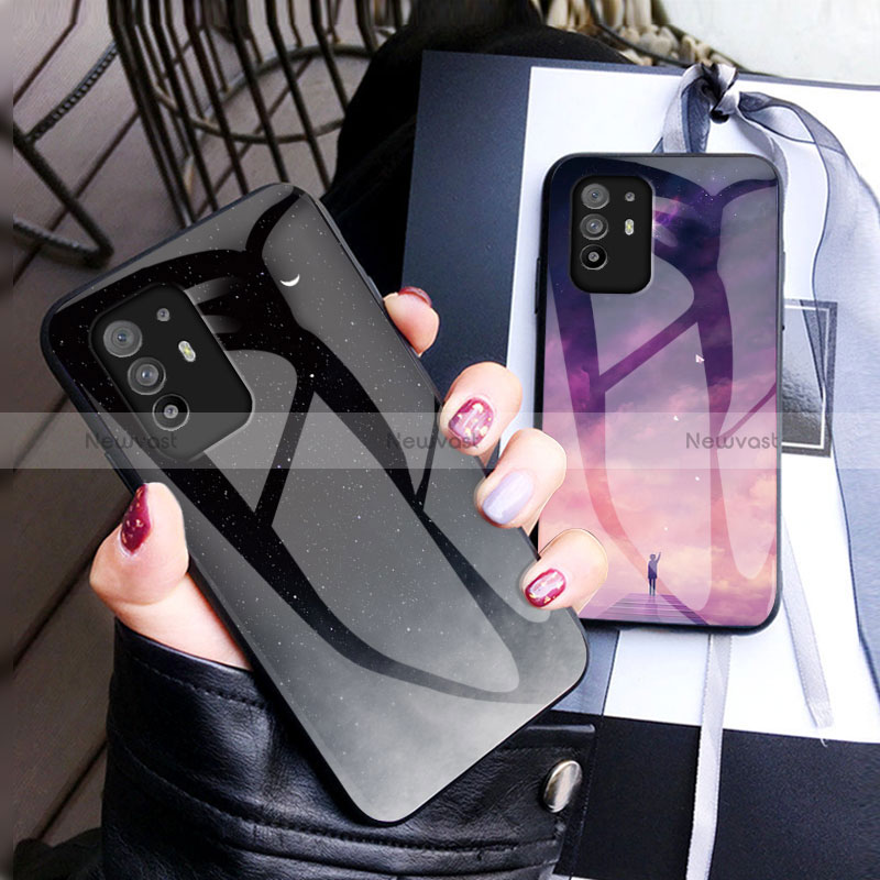 Silicone Frame Fashionable Pattern Mirror Case Cover LS1 for Oppo Reno5 Z 5G