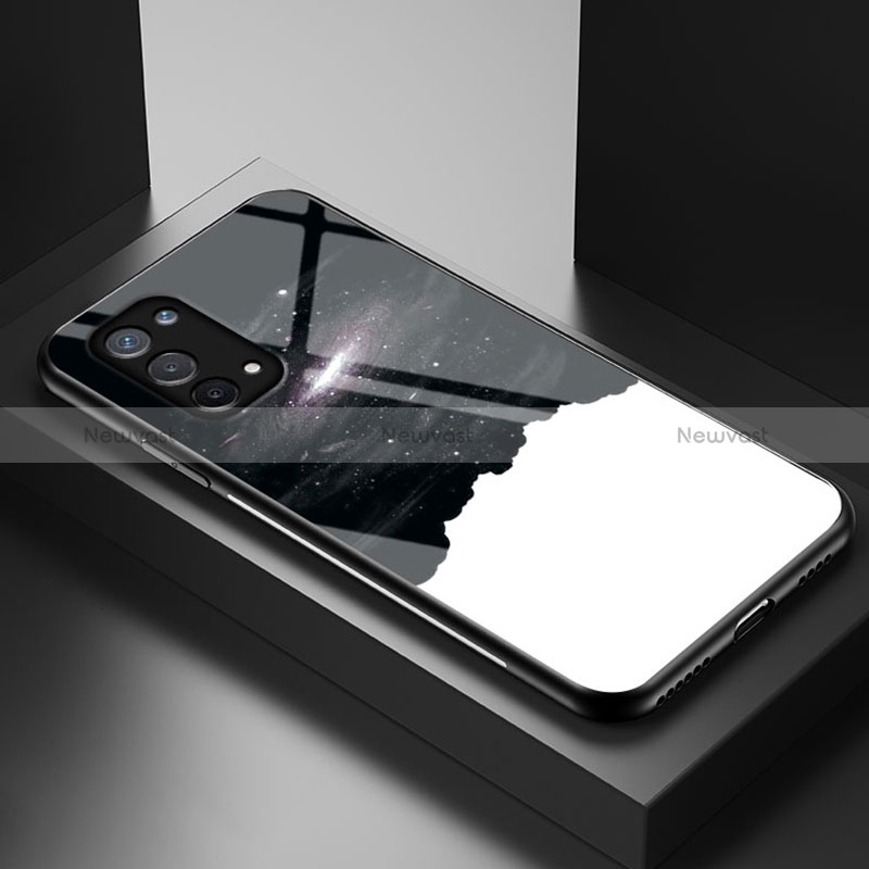 Silicone Frame Fashionable Pattern Mirror Case Cover LS1 for Oppo Reno6 Lite Black