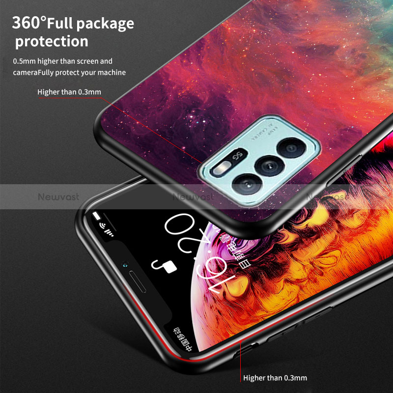 Silicone Frame Fashionable Pattern Mirror Case Cover LS1 for Oppo Reno6 Z 5G