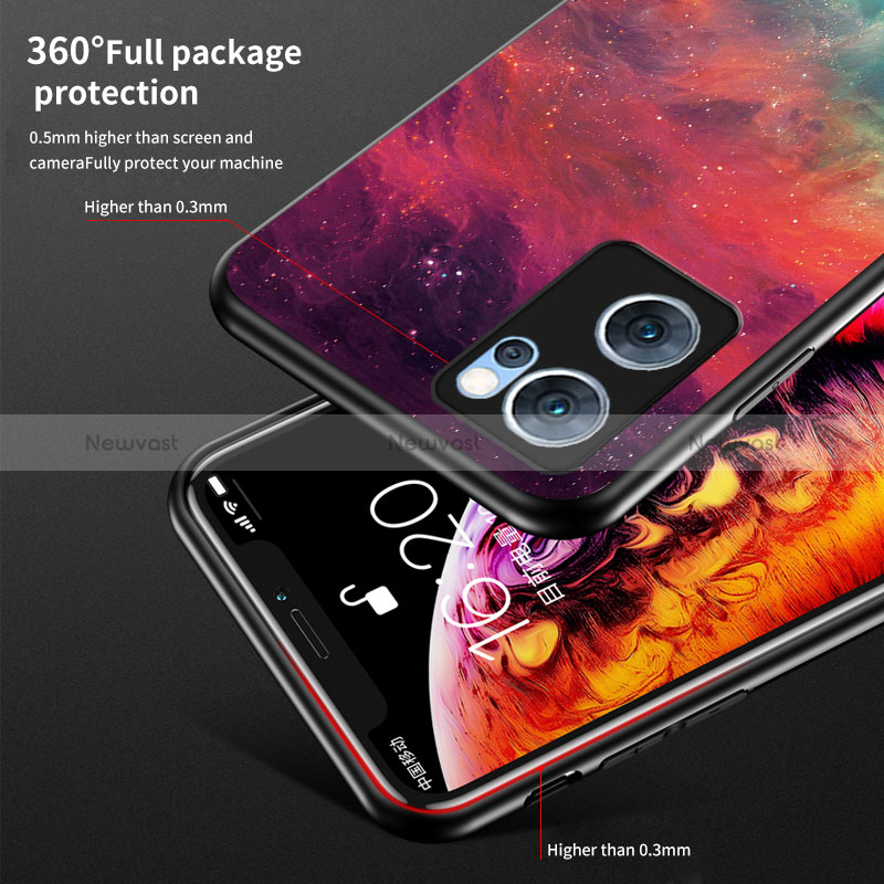 Silicone Frame Fashionable Pattern Mirror Case Cover LS1 for Oppo Reno7 5G