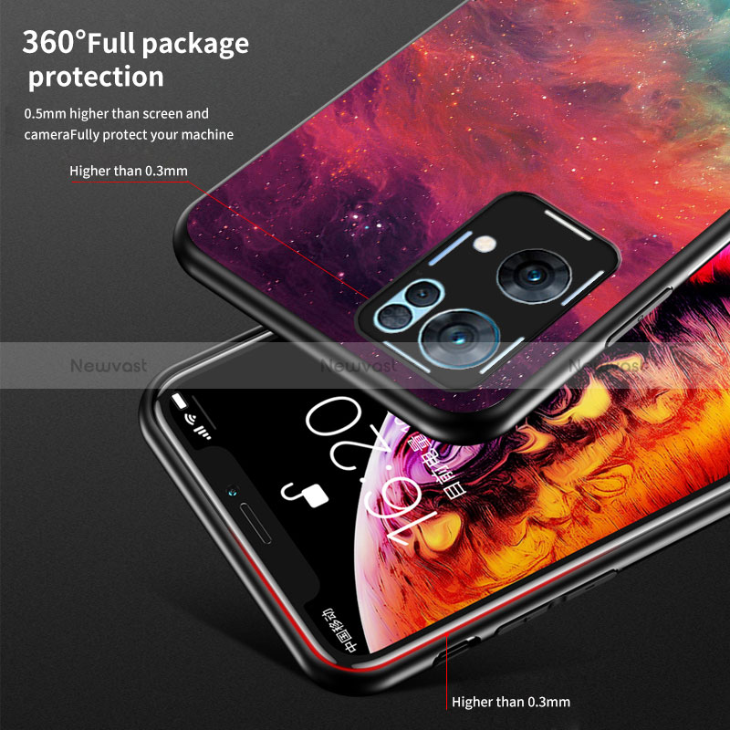 Silicone Frame Fashionable Pattern Mirror Case Cover LS1 for Oppo Reno7 Pro 5G