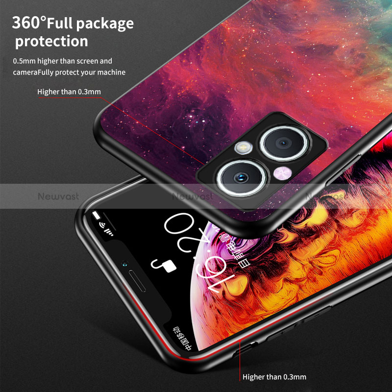 Silicone Frame Fashionable Pattern Mirror Case Cover LS1 for Oppo Reno7 Z 5G