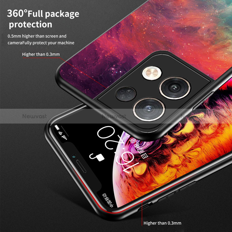 Silicone Frame Fashionable Pattern Mirror Case Cover LS1 for Oppo Reno8 Pro 5G