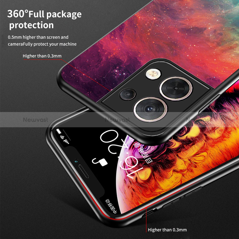 Silicone Frame Fashionable Pattern Mirror Case Cover LS1 for Oppo Reno9 Pro 5G