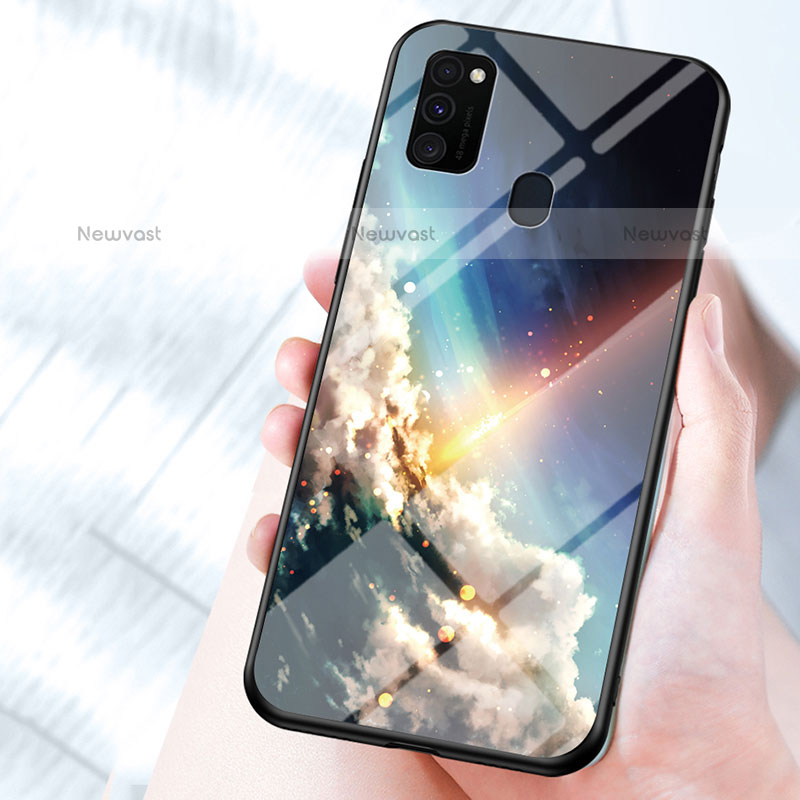 Silicone Frame Fashionable Pattern Mirror Case Cover LS1 for Samsung Galaxy M30s