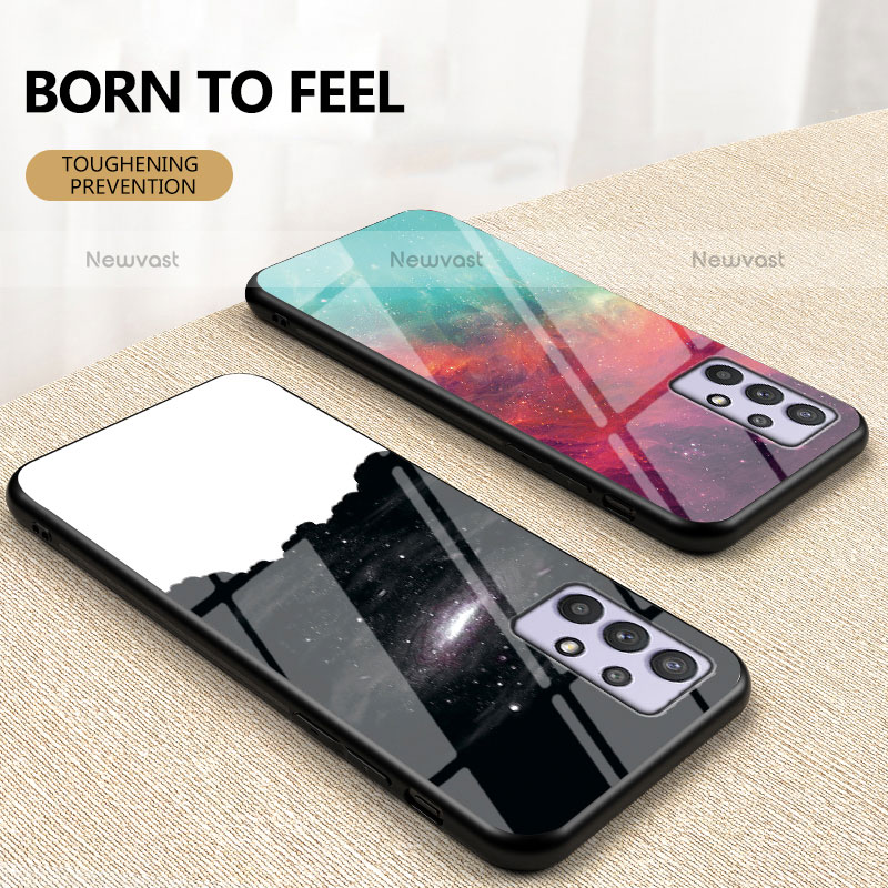 Silicone Frame Fashionable Pattern Mirror Case Cover LS1 for Samsung Galaxy M32 5G