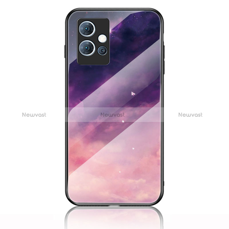 Silicone Frame Fashionable Pattern Mirror Case Cover LS1 for Vivo T1 5G India Purple
