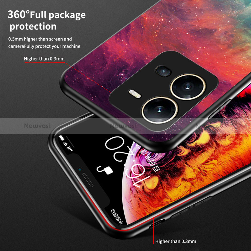 Silicone Frame Fashionable Pattern Mirror Case Cover LS1 for Vivo V25 5G