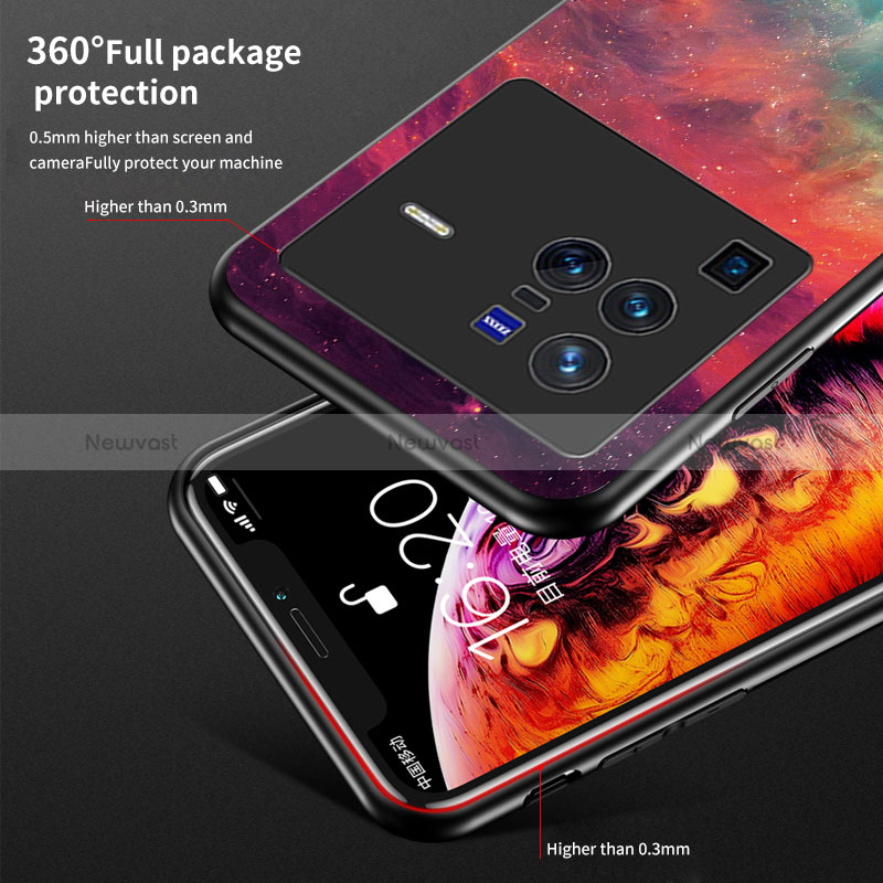 Silicone Frame Fashionable Pattern Mirror Case Cover LS1 for Vivo X80 Pro 5G