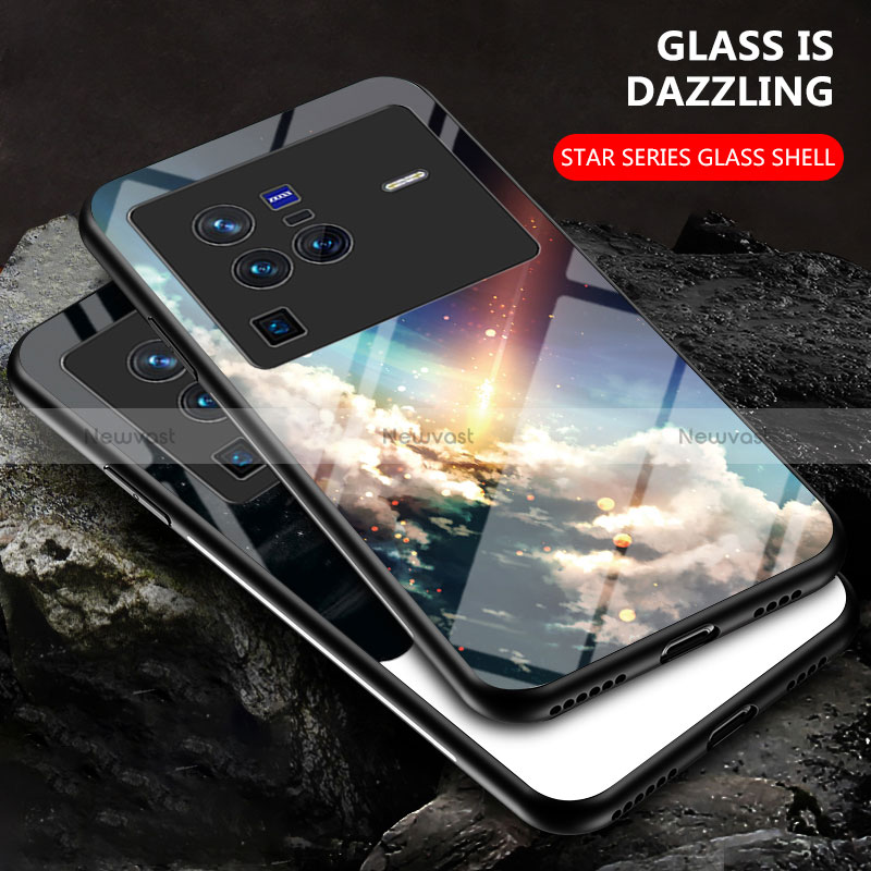 Silicone Frame Fashionable Pattern Mirror Case Cover LS1 for Vivo X80 Pro 5G